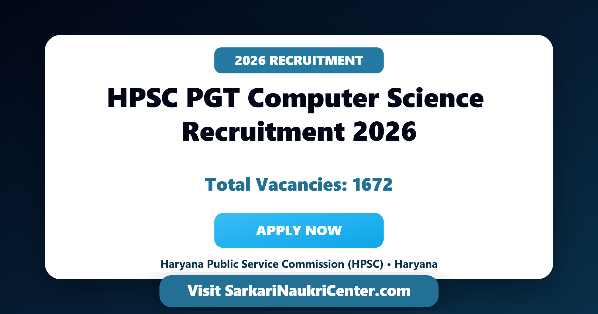 HPSC PGT Computer Science Recruitment 2026 image