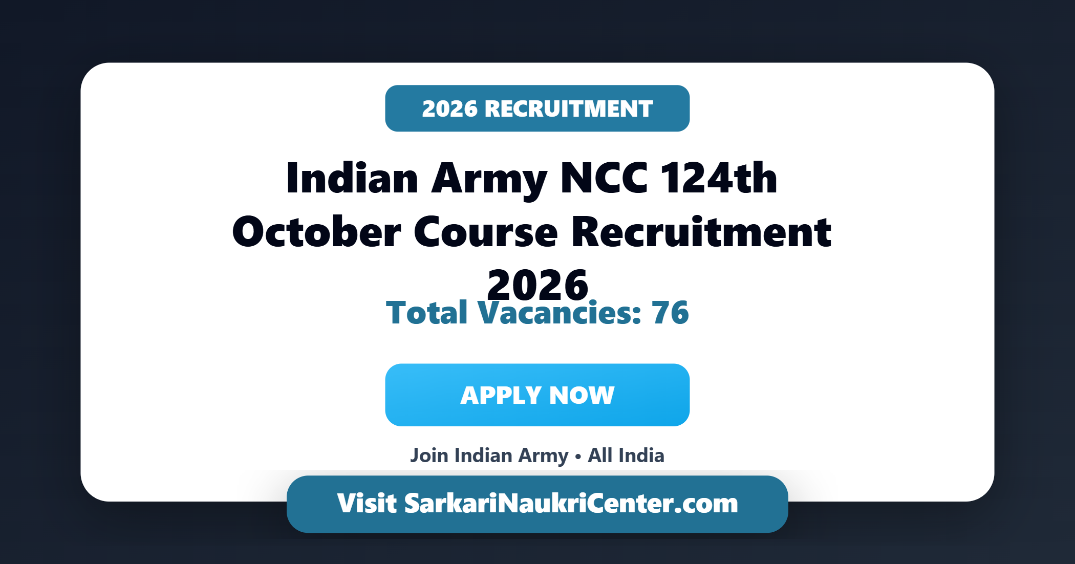 Indian Army NCC 124th Special Entry Recruitment 2026 image