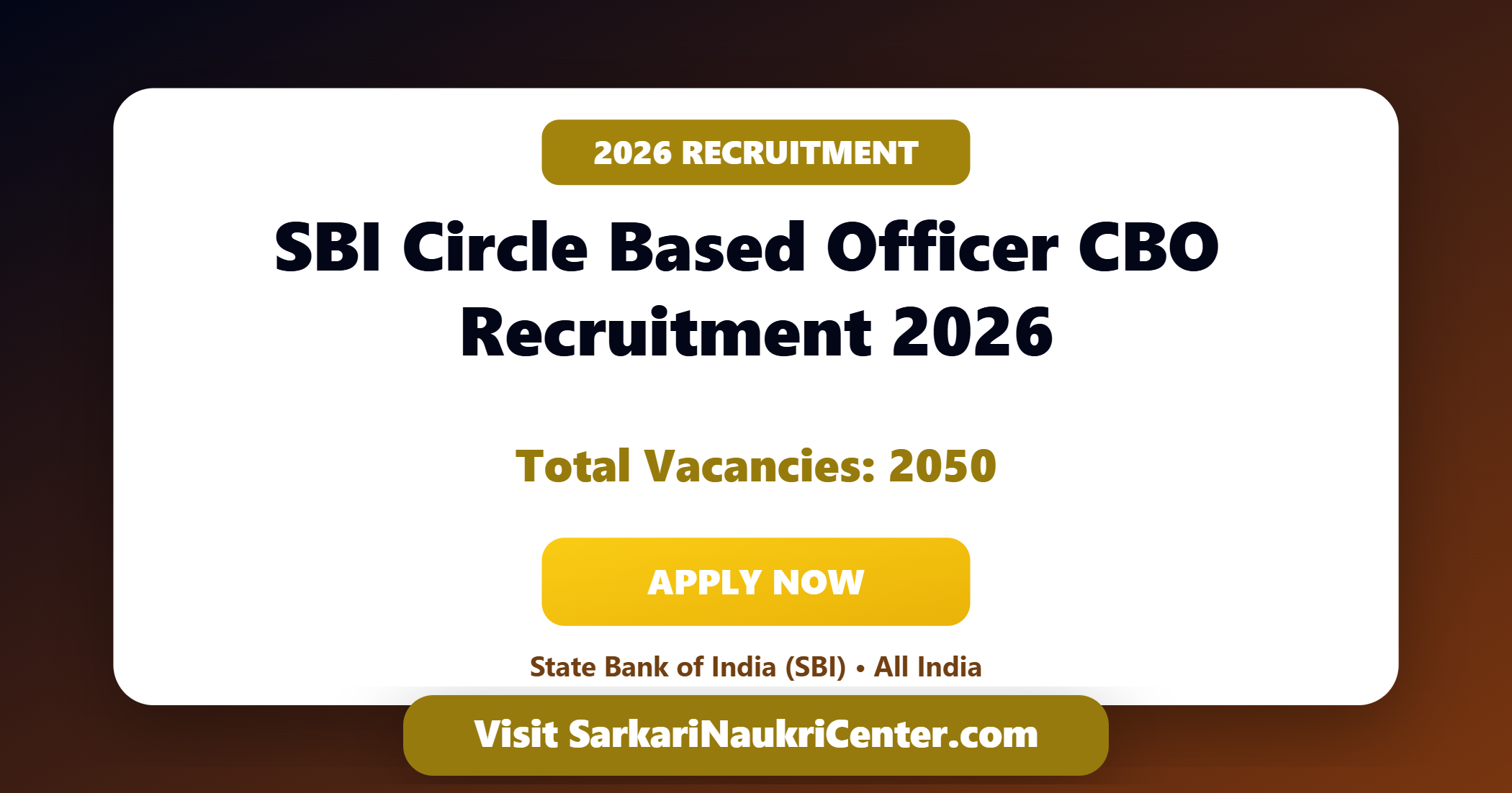 SBI CBO Recruitment 2026 image