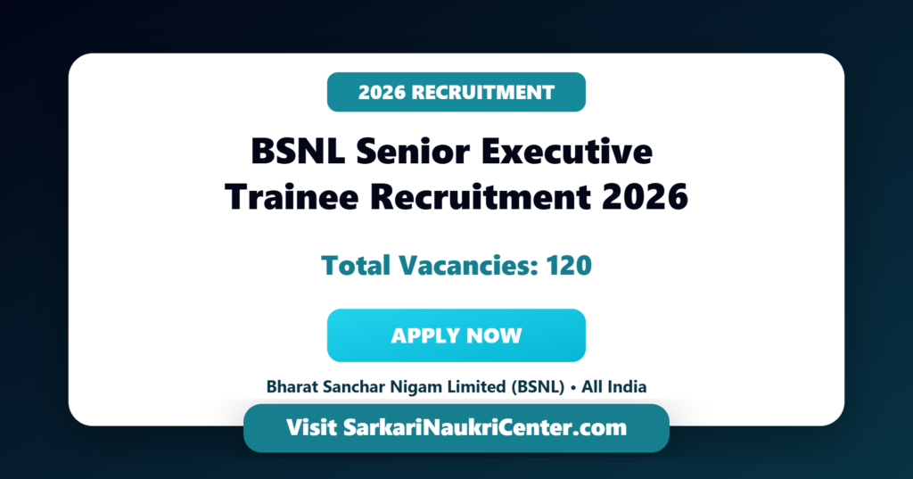 BSNL Senior Executive Trainee Recruitment 2026 image