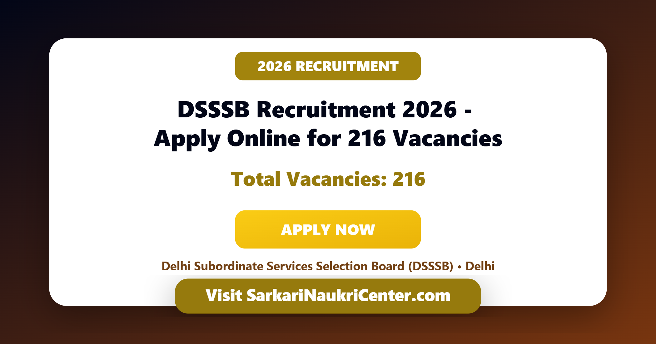 DSSSB Recruitment 2026 image
