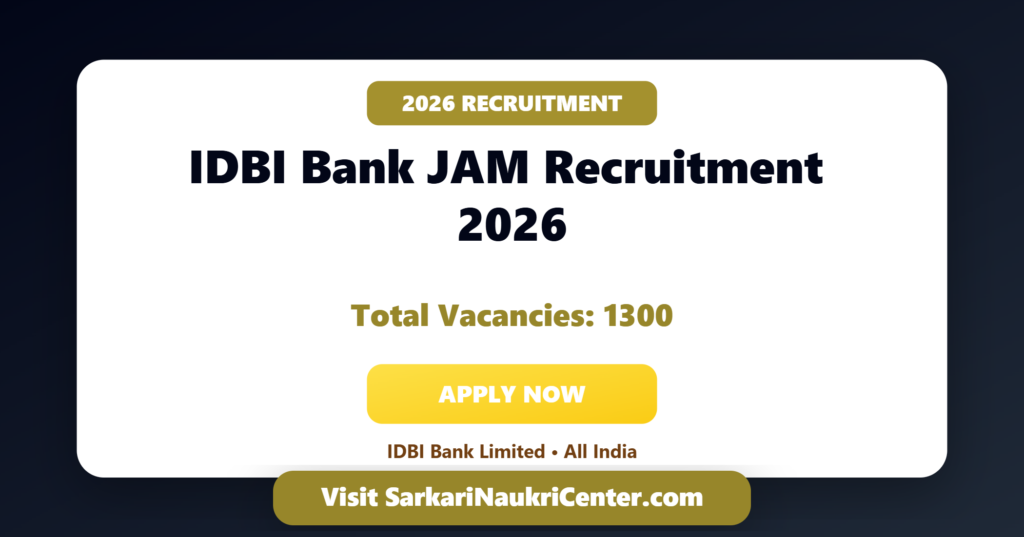 IDBI Bank JAM, Asst Manager Recruitment 2026 image