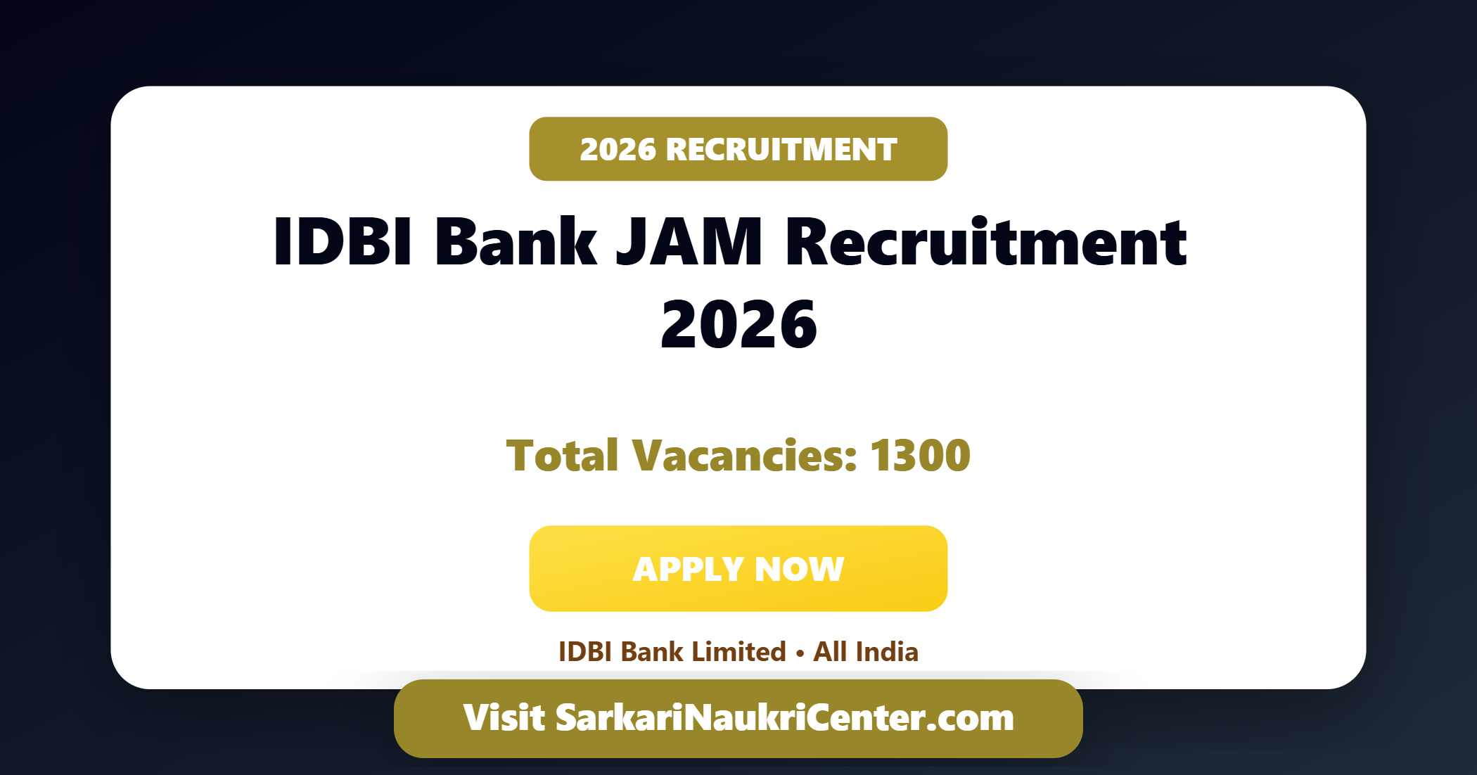 IDBI Bank JAM, Asst Manager Recruitment 2026 image