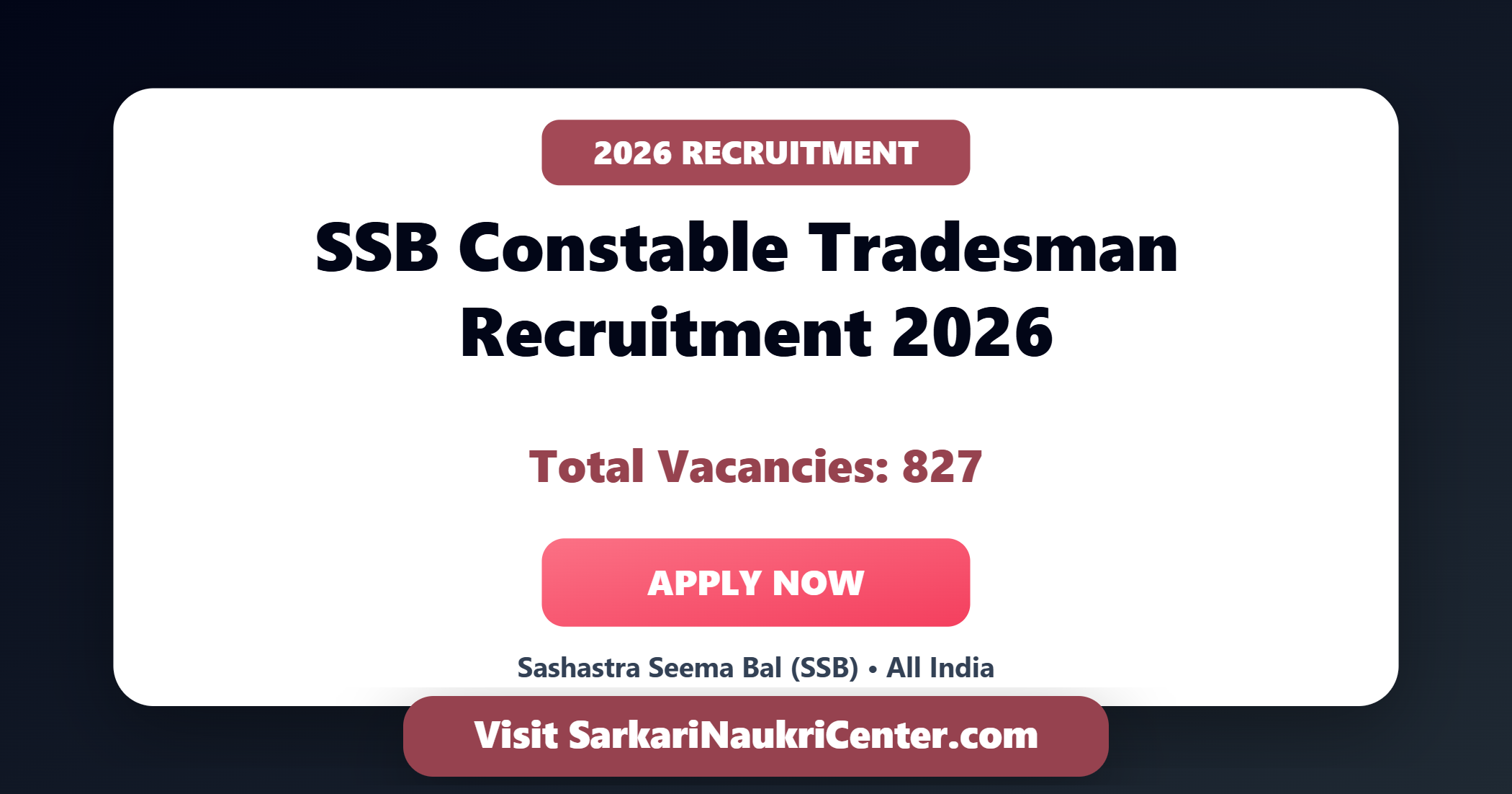 Sashastra Seema Bal Constable Tradesman Recruitment 2026 image