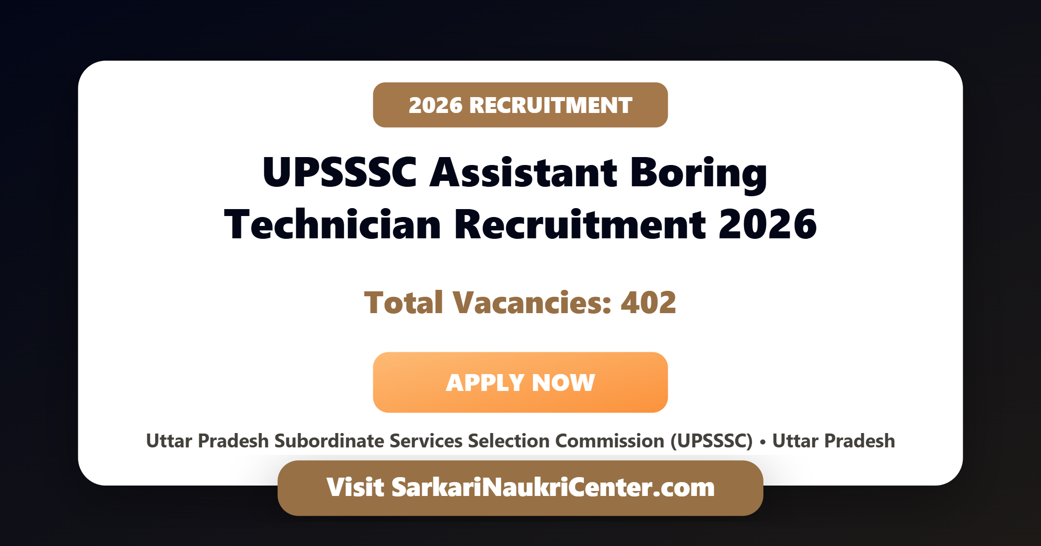 UPSSSC Assistant Boring Technician Recruitment 2026 image
