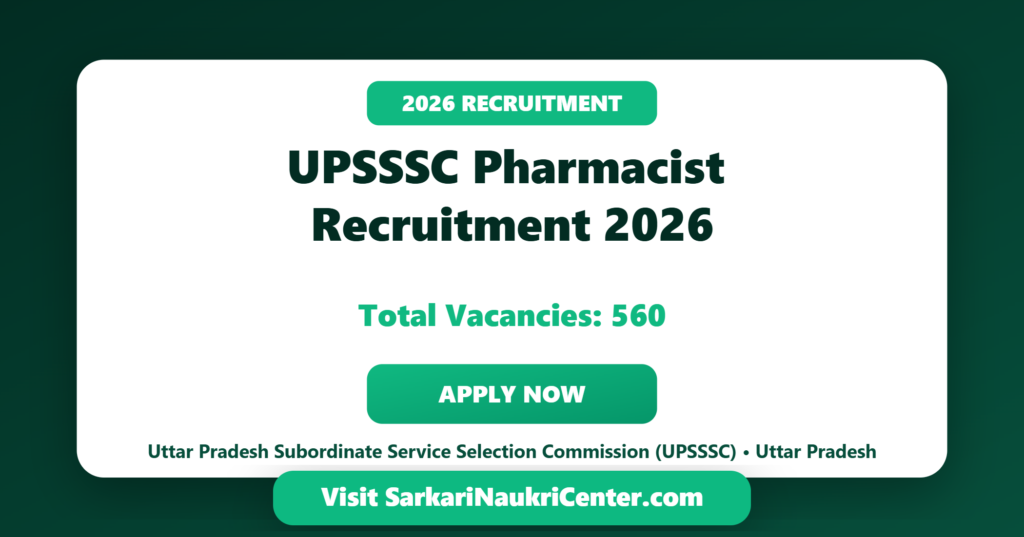 UPSSSC Pharmacist Recruitment 2026 image