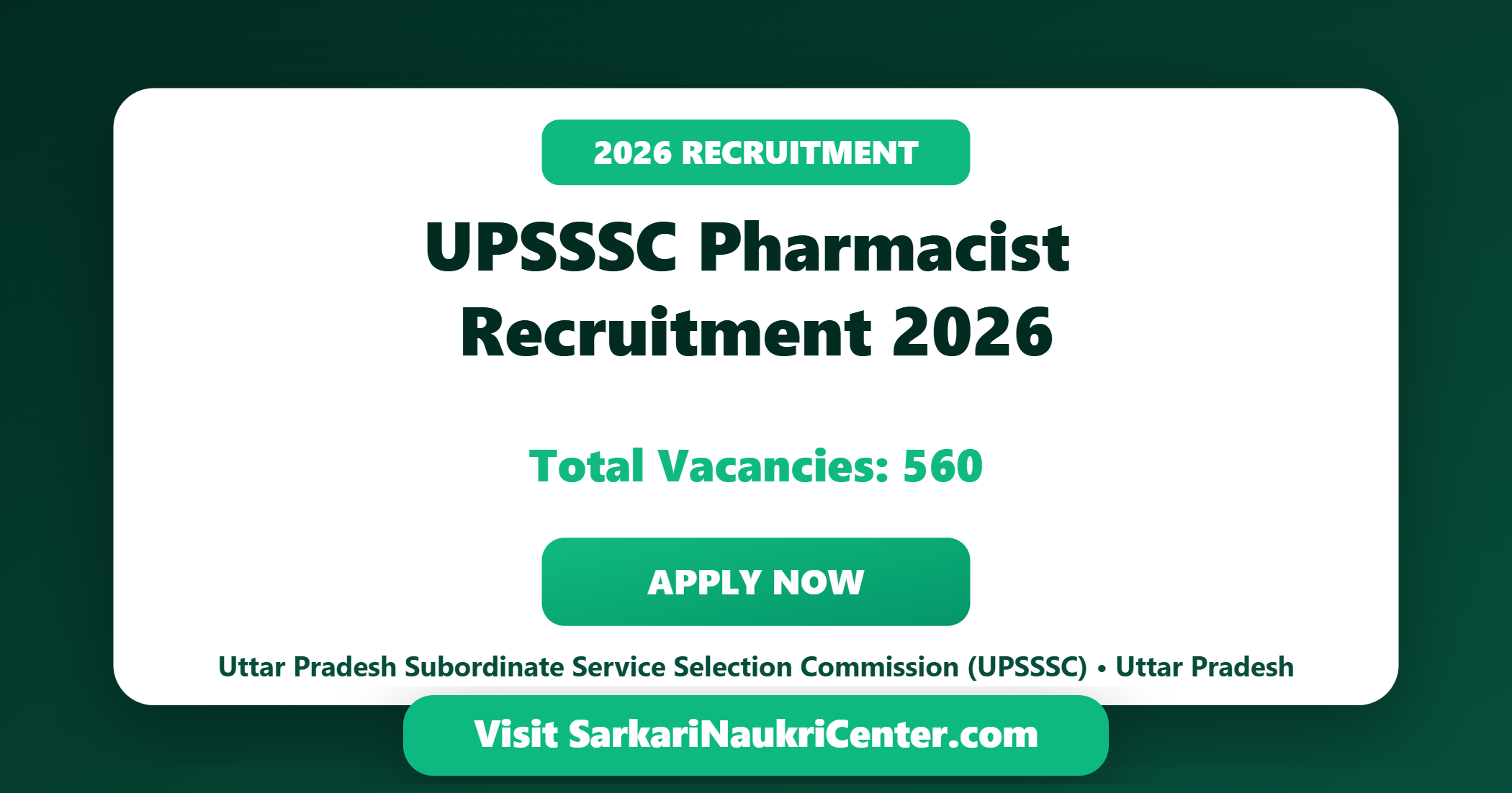 UPSSSC Pharmacist Recruitment 2026 image
