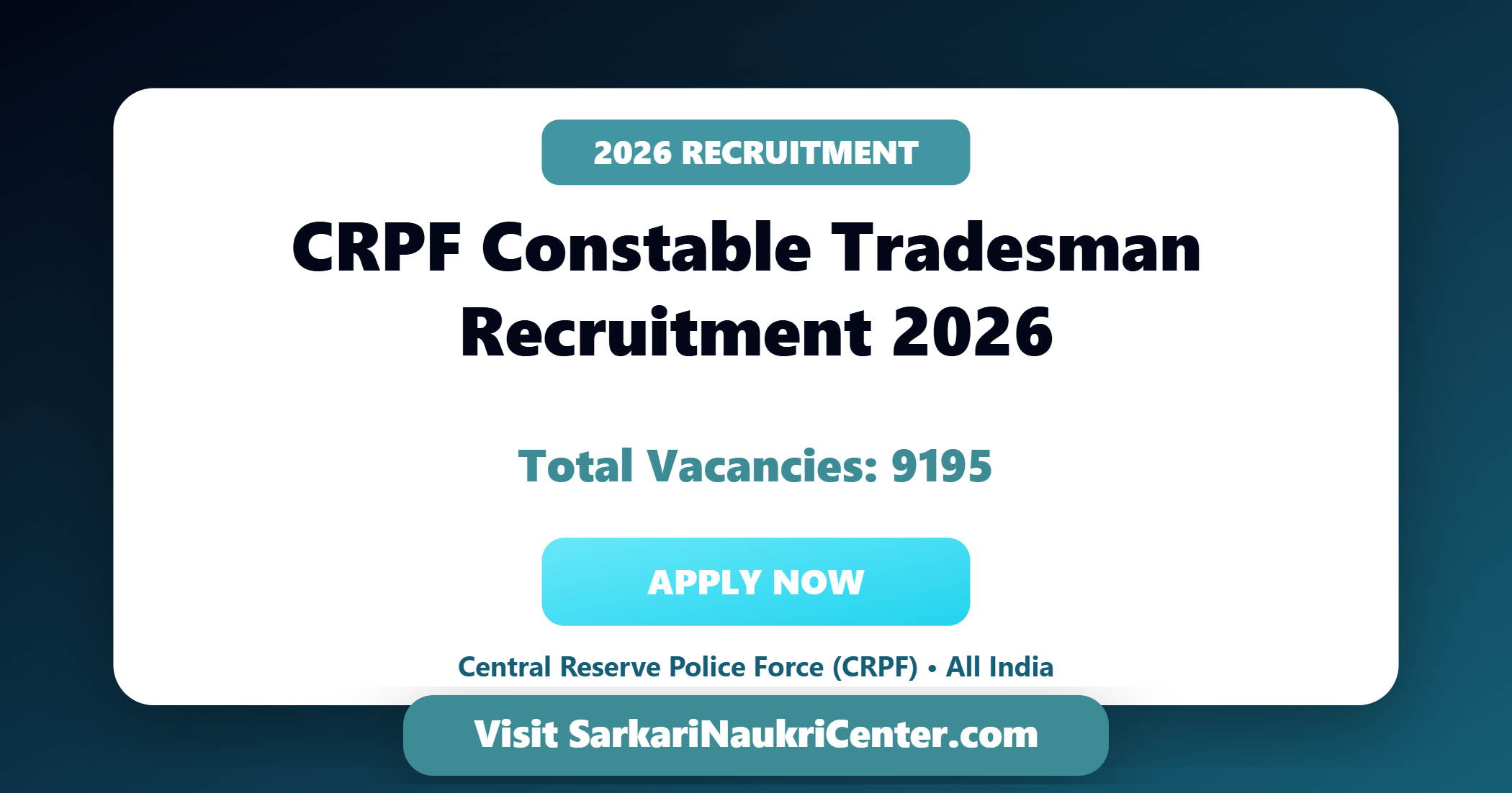 CRPF Constable Tradesman Recruitment 2026 image