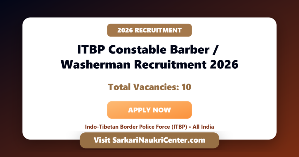 ITBP Constable Barber Washerman Recruitment 2026 image