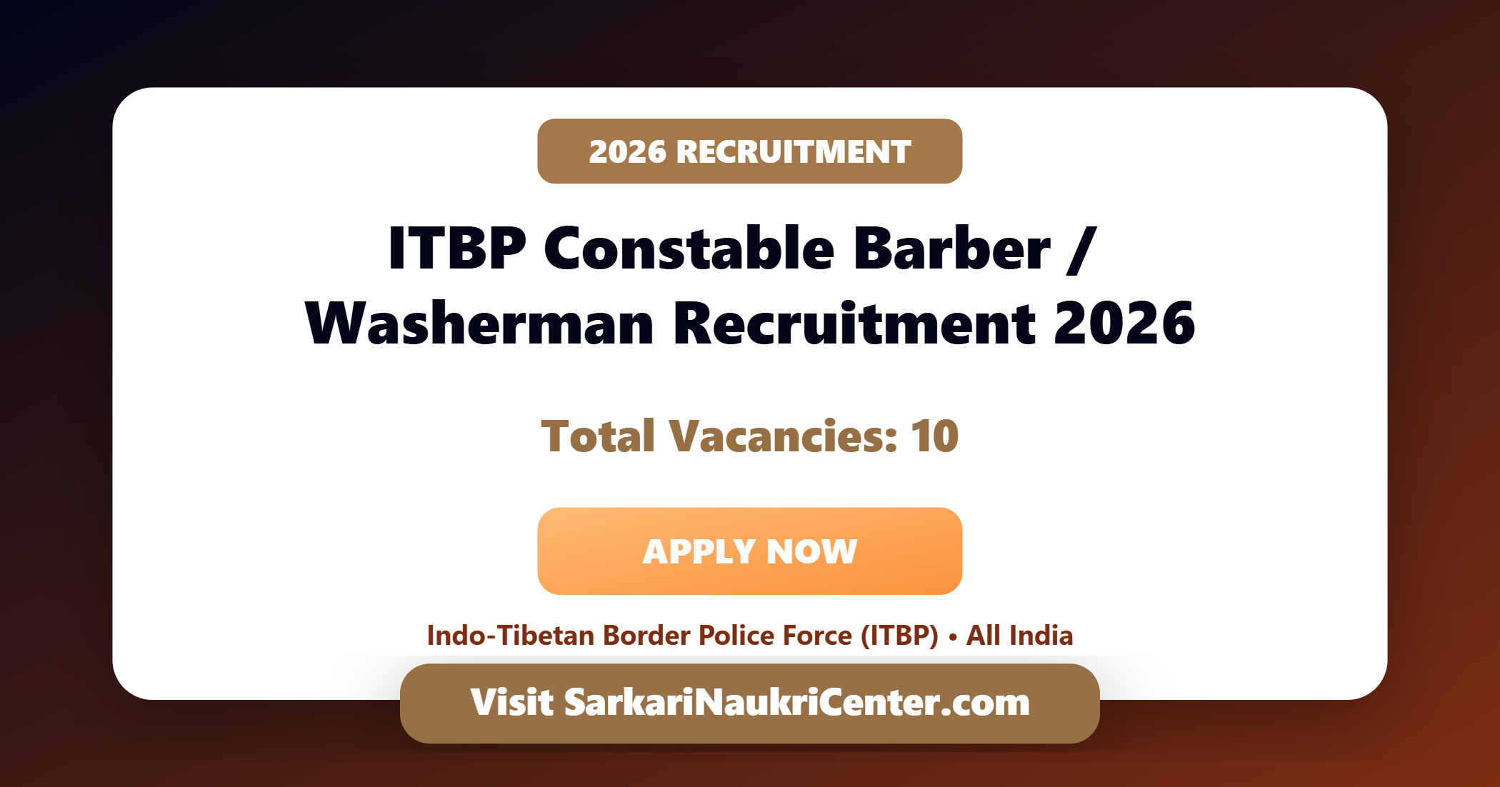 ITBP Constable Barber Washerman Recruitment 2026 image