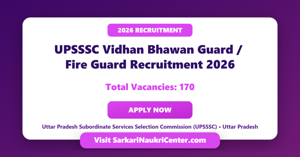 UPSSSC 170 Vidhan Bhawan Guard and Fire Guard Vacancy 2026 image